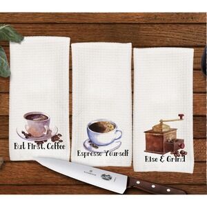 Funny Coffee Kitchen Towel set, Great gift for‎ Mom, Set of 3, set #2,